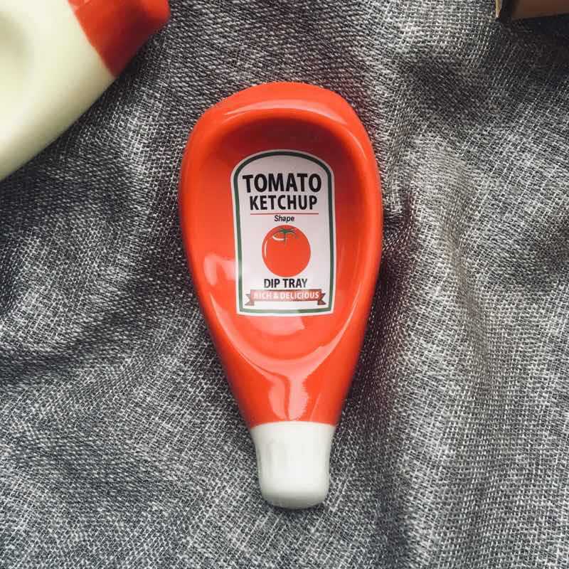 1PC Creative Extrusion Tomato Sauce Bottle Modeling Sauce Dish Ceramic Sauce Dish Mustard Dish Vinegar Dish Sauce Dish