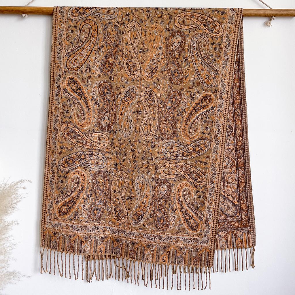 Winter  National Style Paisley Design Thick Pashmina Warm Shawl Long Tassel Print Scarf Women Keep Warm Poncho Stoles