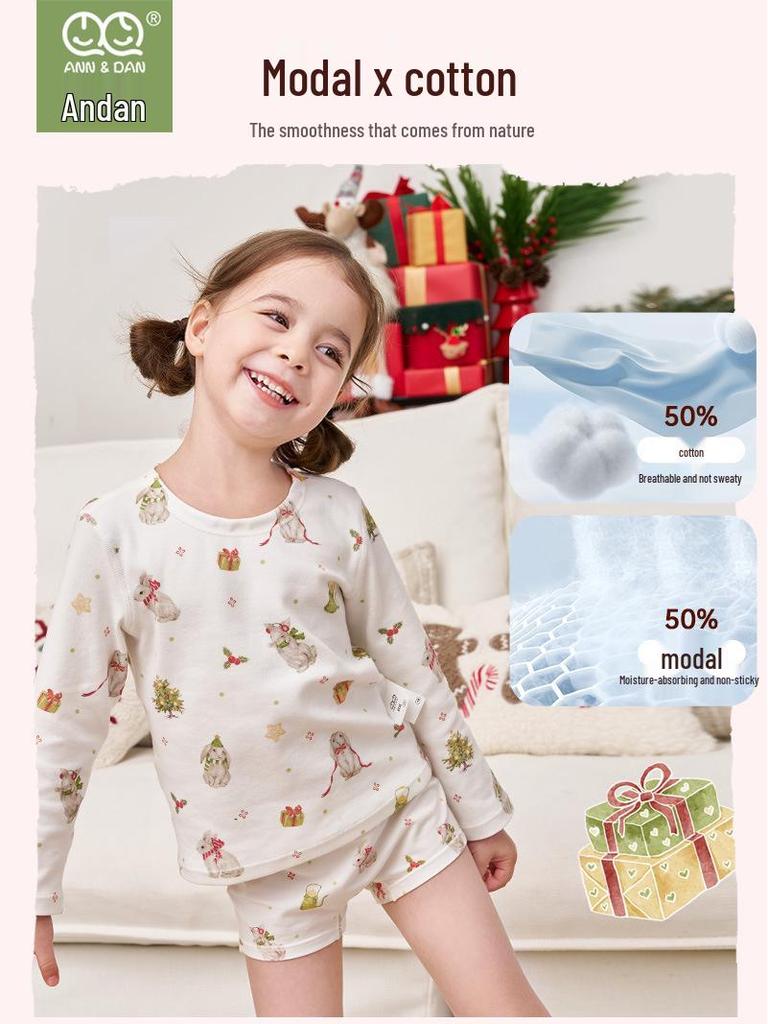 An Dan Christmas Limited Edition Antibacterial Cotton Boxer Briefs for Boys and Girls - 2-Pack