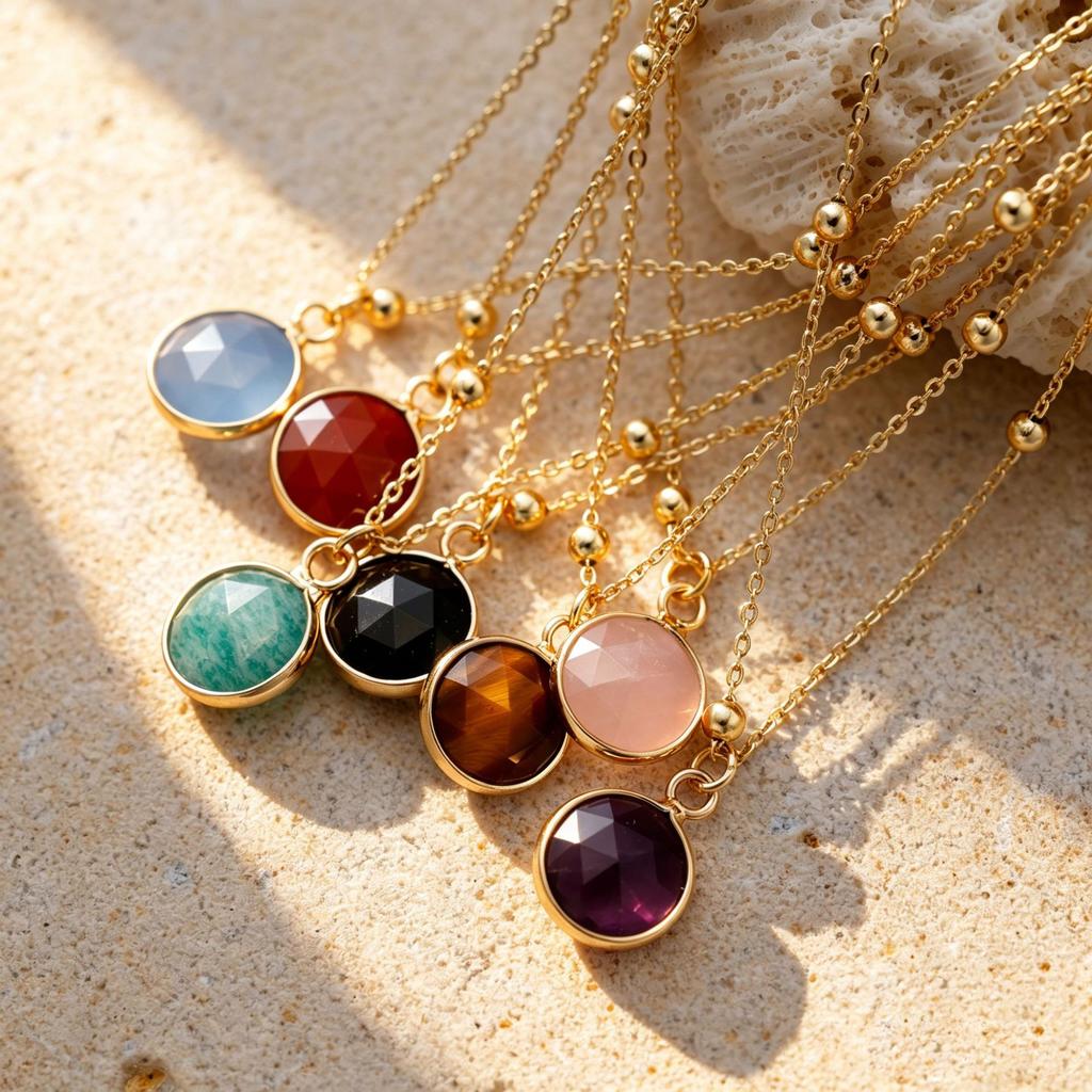 Luxury Design Classic Fashion Natural Stone Crystal Cut Commuter Holiday Pendant Clavicle Necklace Atmospheric Jewelry