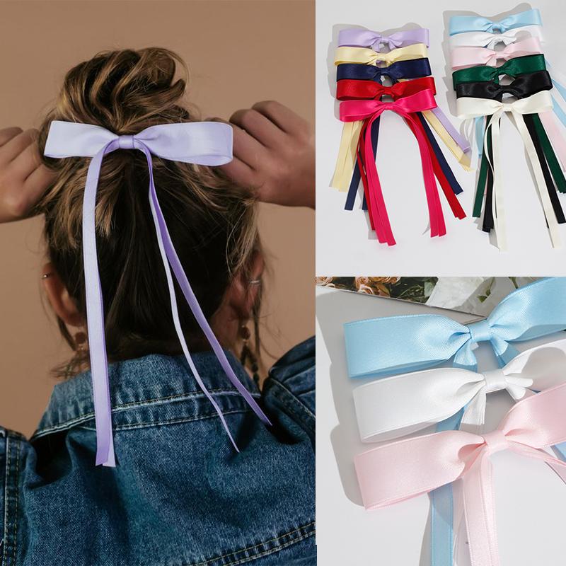 Lystrfac Fashion Fabric Ribbon Hair Bow Hairpin for Women Girls Hair Clips Back Head Top Clip Female Hair Accessories