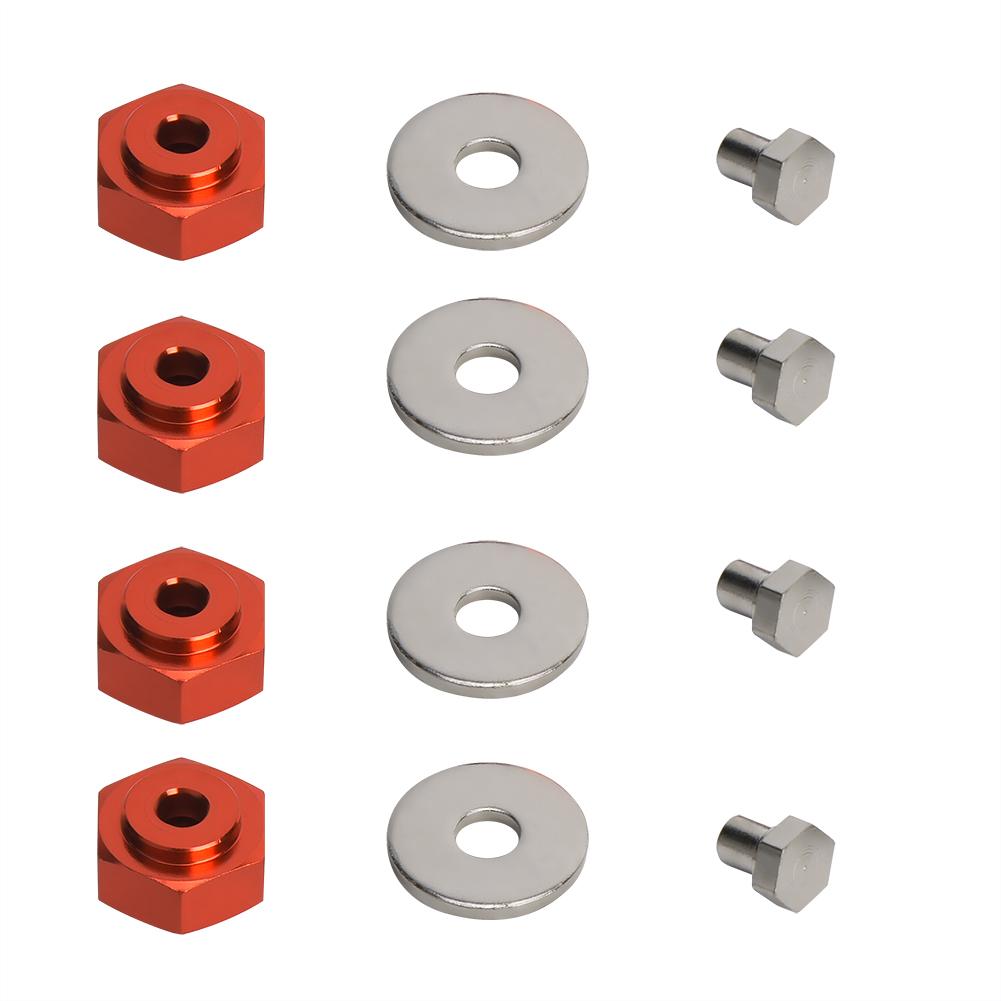 4pcs Aluminum Alloy 12mm Turn To 17mm Wheel Hex Adapter for 1/10 RC Car (Red)