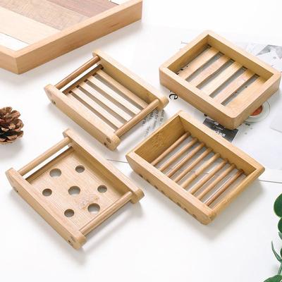 Soap Case Holder Moisture-proof Handmade Bamboo Storage Tray Draining Box Restaurant Washroom 7.9*12cm Wood Color