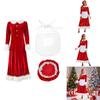 Christmas Santa Costume Dress For Adults With Polyester Fabric For Holiday Parties