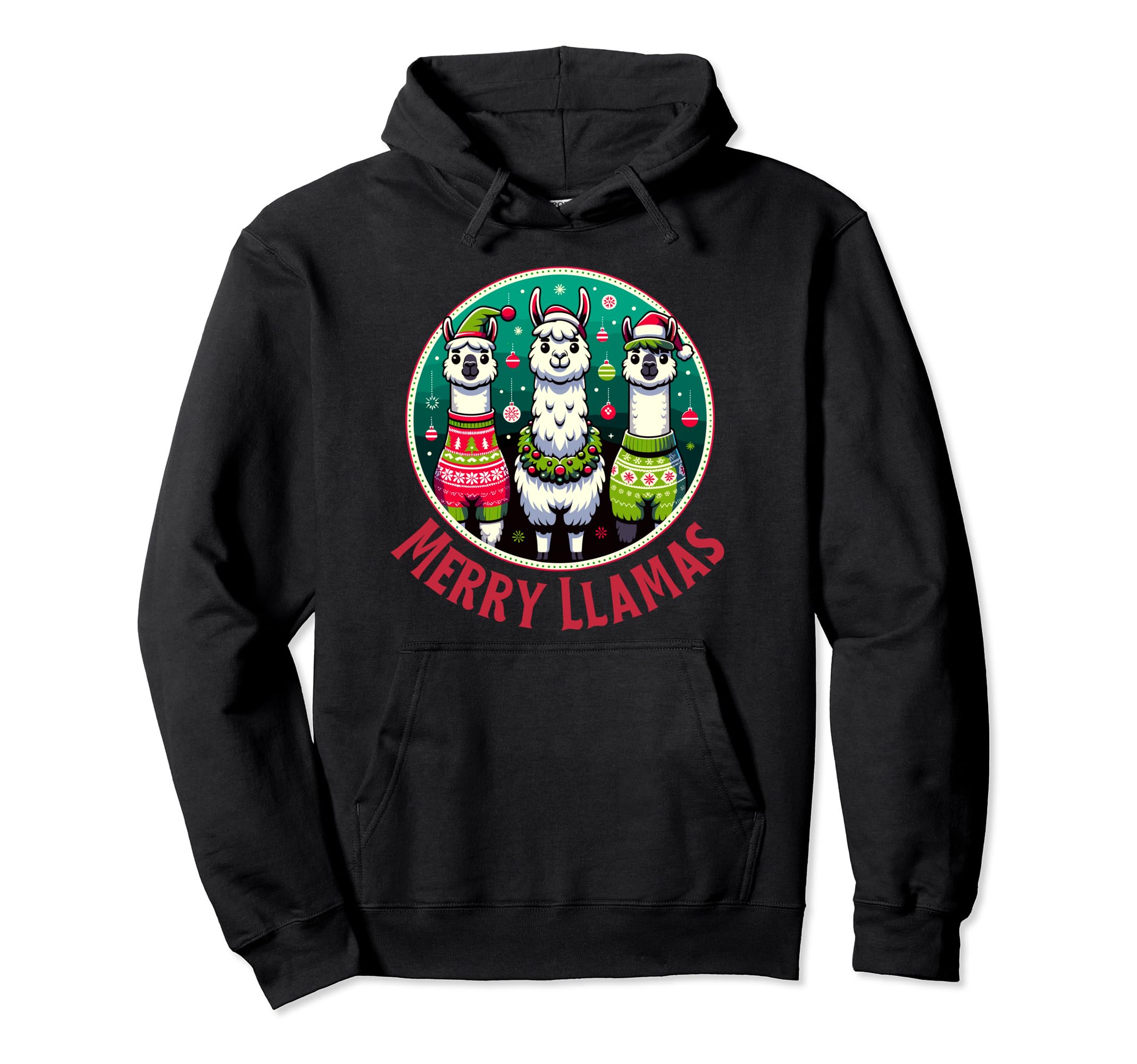 

Рождественская толстовка с капюшоном Merry Llamas Santa Hat Alpaka