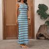 Spring/Summer 2026 Striped Sleeveless Knit Dress: European and American Resort Style Fashion for Women.
