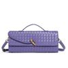 Handmade Woven Leather Baguette: Soft, Solid Color Crossbody Handbag for Women