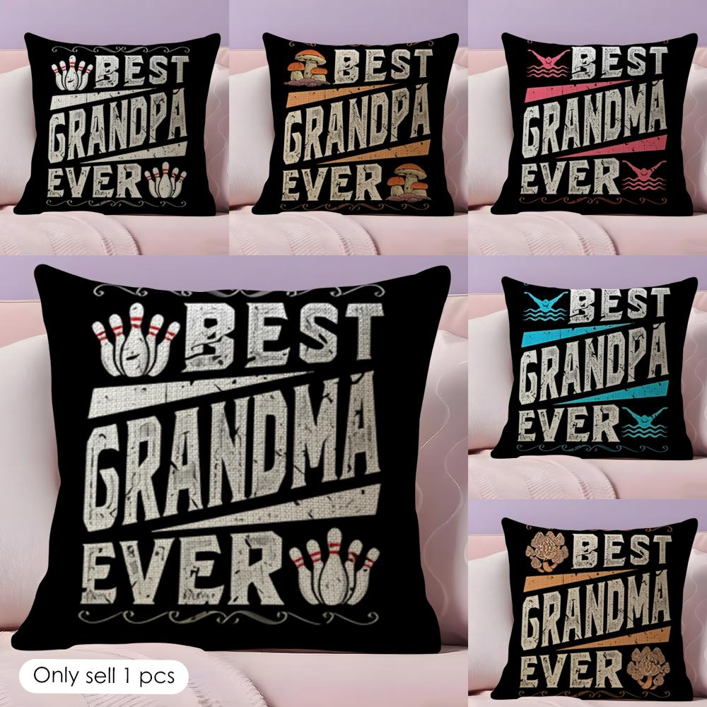 Best Grandparents Ever Cushion Cover Natural Linen Organic Fabric DoubleSided Printing Couch Pillow Covers Home Decor