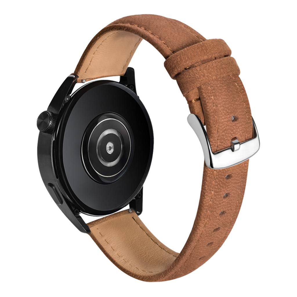 22mm Top Layer Genuine Cow Leather Strap for Huawei Watch GT 5 Pro/5/4 46mm/Samsung Galaxy Watch3 45mm Quick Release Watch Band