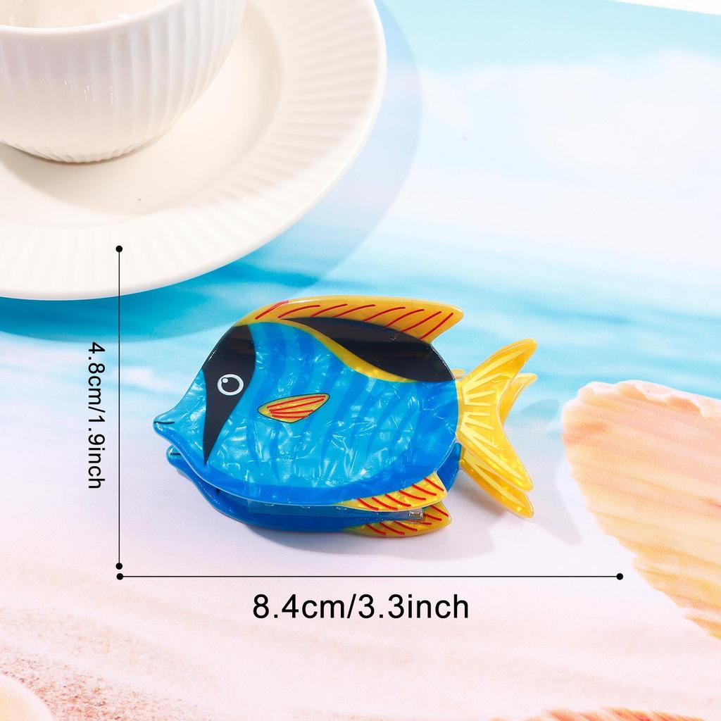 Bamboo Cute Ocean Animal Hair Clips: Tropical Fish & Cartoon Shark Claw Accessories.