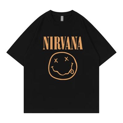Classic Nirvana Band Retro Cotton TShirt Unisex Women Short Sleeve Summer Punk Style Pure Color Loose Casual Breathable TShirt