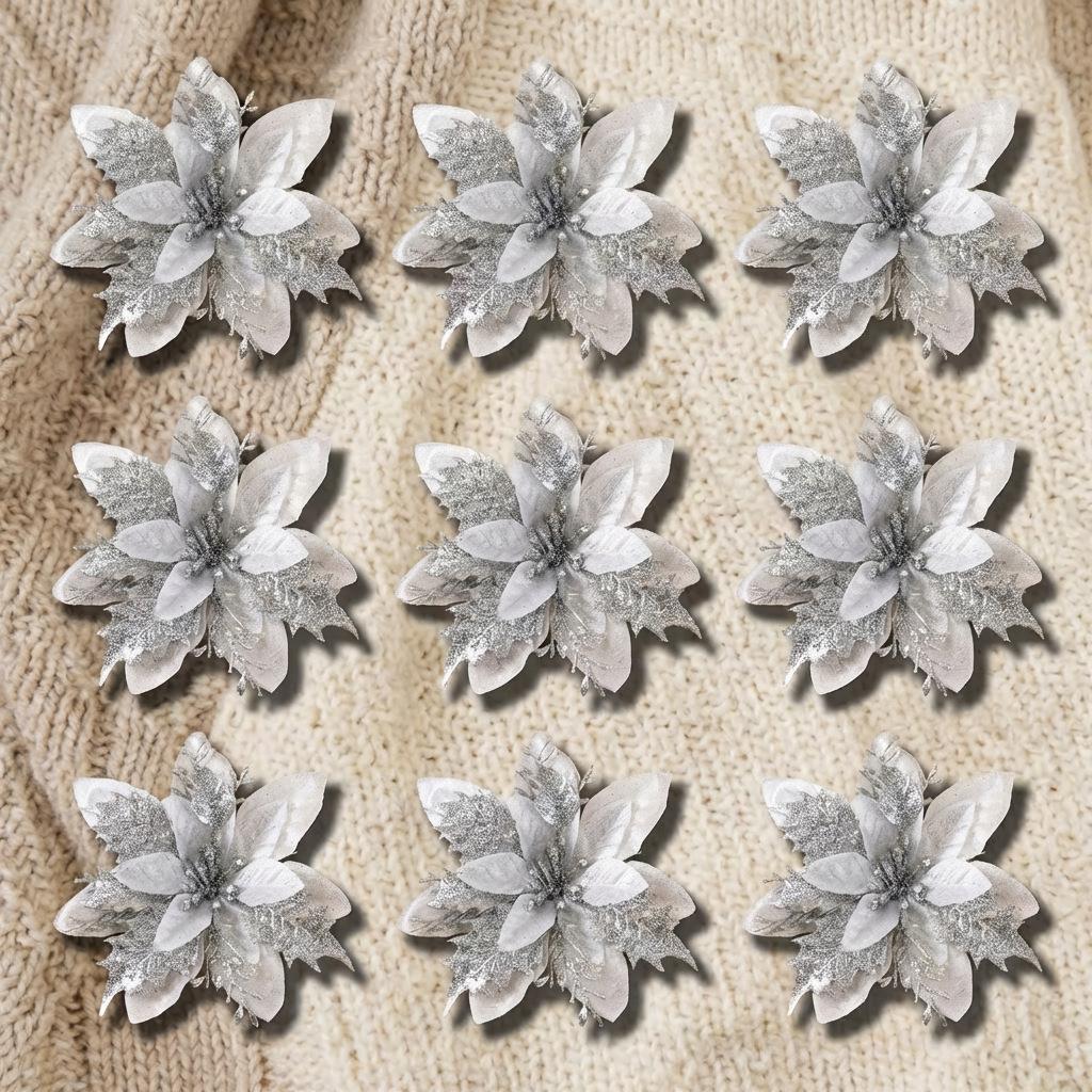 20 Pcs Artificial Flowers for Christmas Tree Decoration, Holiday Decor Set
