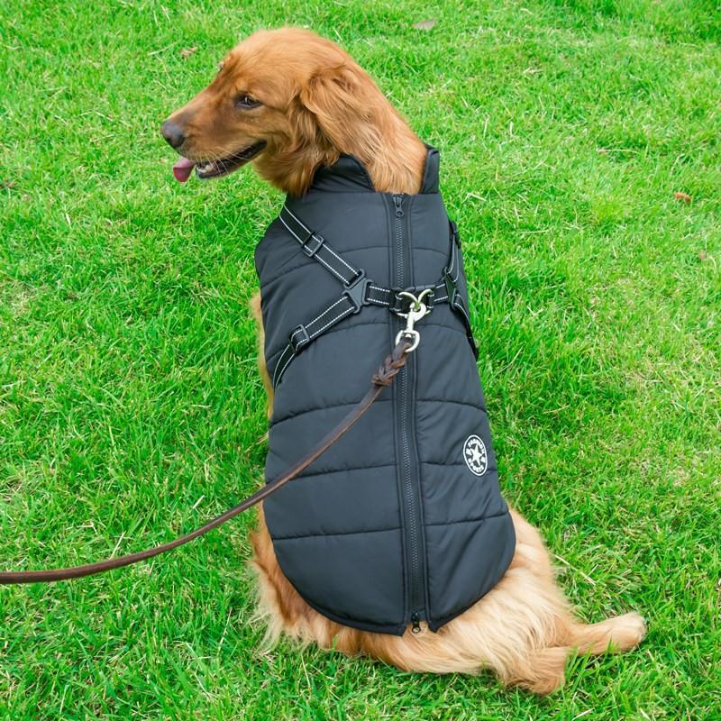 Warm Waterproof Dog Vest With Reflective Trim Large Breeds Winter