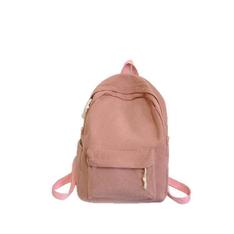 Schoolbag Wholesale Striped Corduroy Backpack Korean Style Mirror Solid Color Large Capacity Casual Backpack Student School Bag