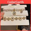 Geometrisches Vintage-Armband mit Zirkonia und Perlen im luxuriösen Stil des französischen Hofes für Damen