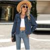 Autumn Women Fashion Casual Coat Button Down Tops Solid Turn-down Collar Long Sleeve Office Lady Crop Jackets