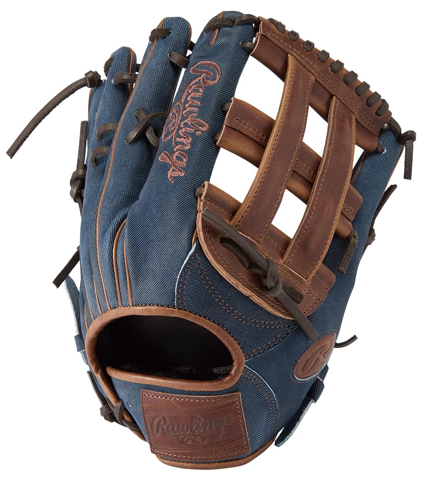 Rawlings PRO EXCEL GR5FHJB88 Baseball Throw HOH® –Jeans- Glove, Softball, Outfielder's Glove, Navy, 12.5 inches, Left-Handed