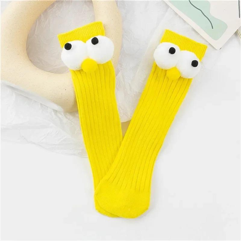 

Гольфы для малышей, мягкие носки для мальчиков и девочек, забавные высокие носки с большими глазами, чулки для младенцев и девочек one size жёлтый