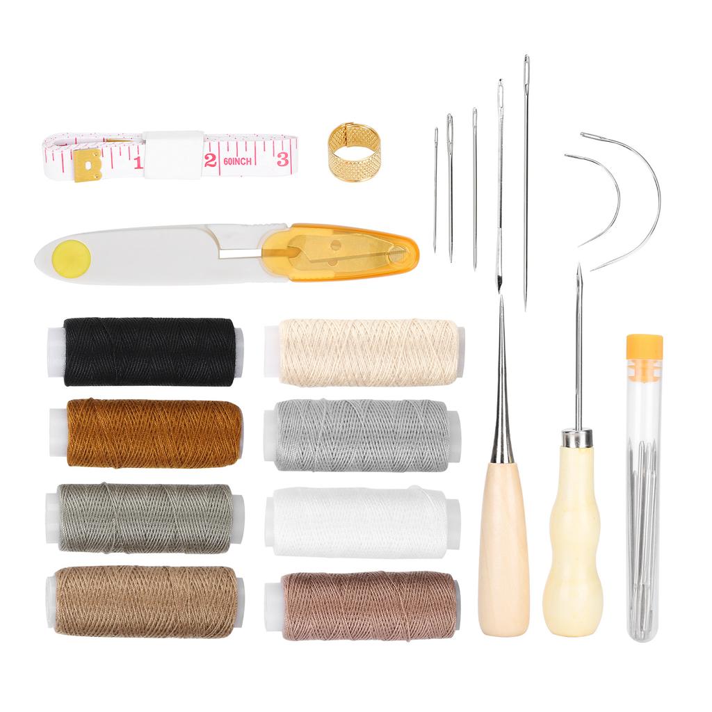 29Pcs Leather Sewing Kit Needles Thread Scissor Repair Tools DIY HandMade Craft Set