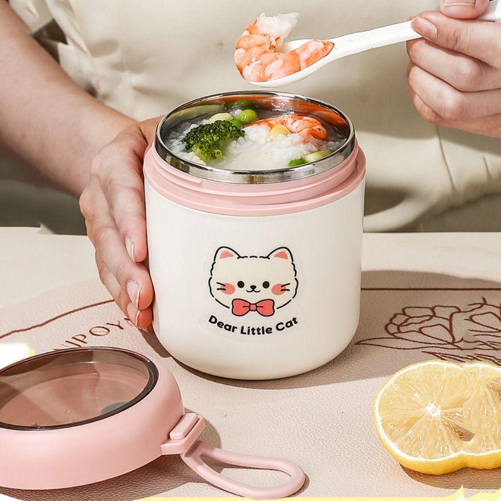 With Spoon Thermal Breakfast Cup 530ml Vacuum Soup Cup Eco-Friendly Sealed Lunch Box Camping