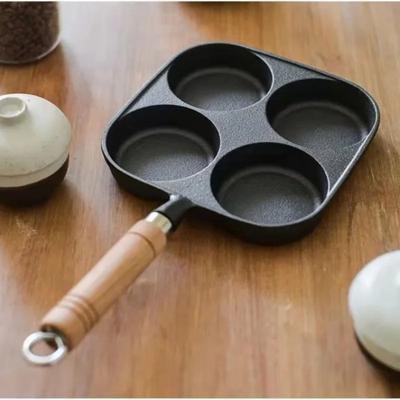 Non-Stick Iron Pan for Fried Eggs And Burgers Four Holes Induction Cooktop And Gas Universal Easy Clean Home Use Kitchenware