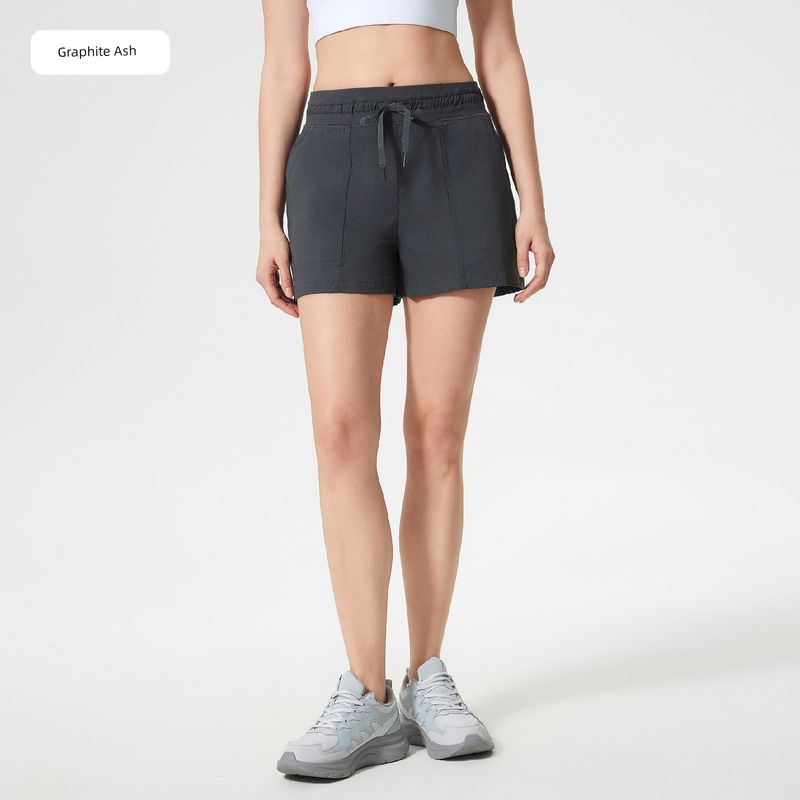 Lu Same Sports Shorts Women 2025 New Loose Casual Ice Feeling Breathable Waist Head Drawstring Fitness Yoga Shorts