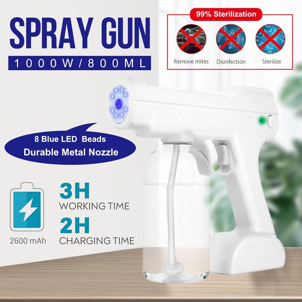 800ml Portable Wireless Sprayer Machine Blue Light Nano Steam Sprayer Disinfection Atomizing Sprayer USB Charging 1000W