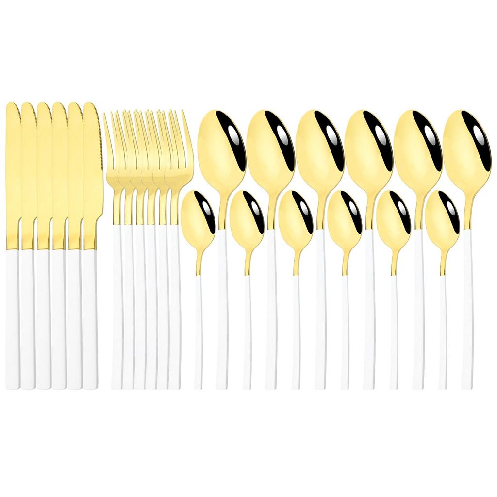 Set de tacâmuri din oțel inoxidabil cu oglindă, 24 buc, cuțit furculiță, lingură, veselă de masă, tacâmuri din oțel inoxidabil, set de argintărie pentru bucătărie