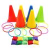 1 Set Outdoor Toy For Kid Adult Party Games Ring Toss Game Carnival Combo Kit Soft Plastic Cones Ring Toss Game
