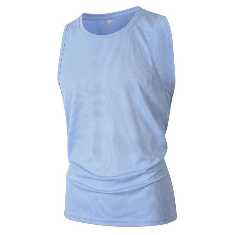 Summer New Men's Vest Sports Casual Solid Color Breathable Sleeveless Round Neck Top