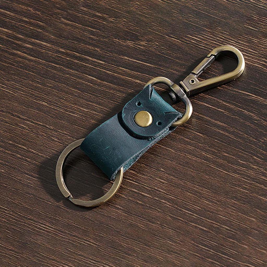 Fashion Leather Keychain, Unisex Key Chain Holder, Business Metal Ring with Belt Loop, Keyring