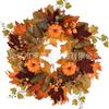 Harvest Wreath With Pumpkins Berries Vine Circle Halloween Thanksgiving Door Decor