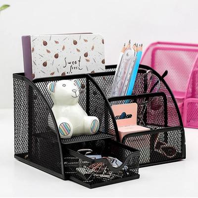 Organizador creativo, portalápices con capacidad combinada, rejilla metálica, esqueleto multifuncional, contenedor para bolígrafos de escritorio, portalápices.