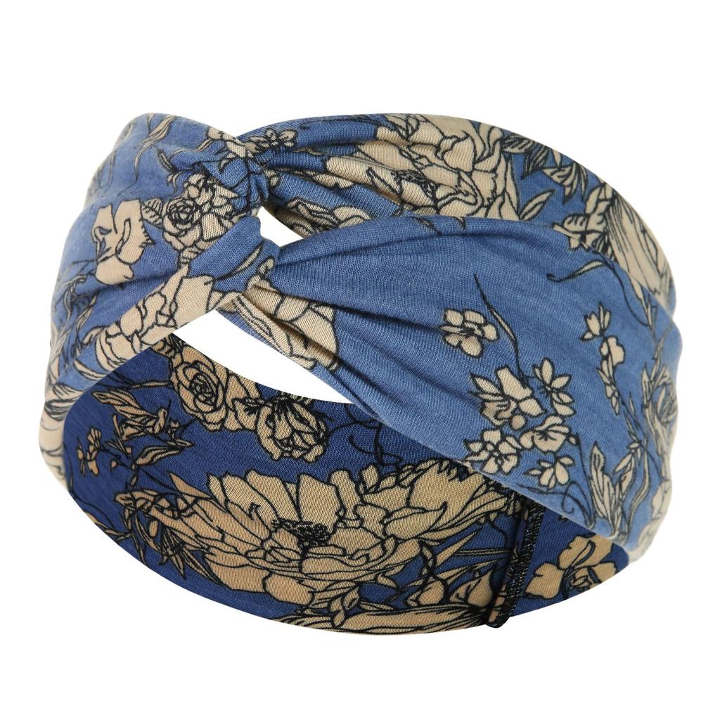 DX~~~ New Wide Brimmed Crossover Headband Lady's Bohemian Print Knitted Headband Sweat-wicking Bandana Sports Yoga Headband