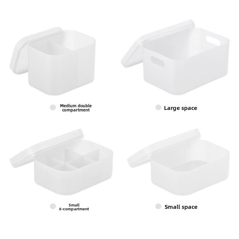 Desktop Storage Box, Cosmetics Box, Plastic Matte Compartments with LIDS, Mask Box, Dressing Table Organization Box