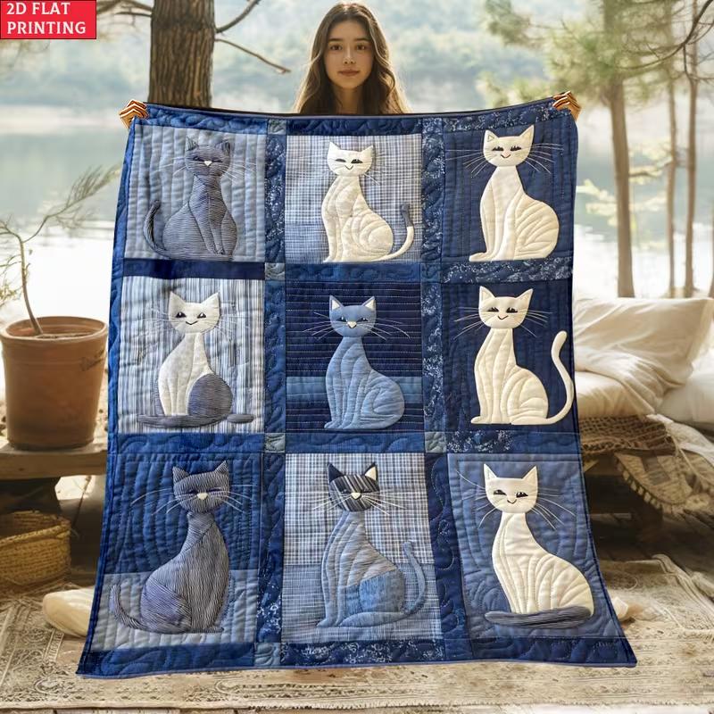 Vintage Patchwork Dinosaur Flat2D Digital Print Flannel Throw Blanket - Soft Warm and Living Room Blanket for Multiple Patchw