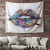 Lippengraffiti Damenmuster Digitaldruck Polyester Wandteppich Geeignet für den Einsatz in Wohnzimmern, Schlafzimmern, Büros, Bars und Partys