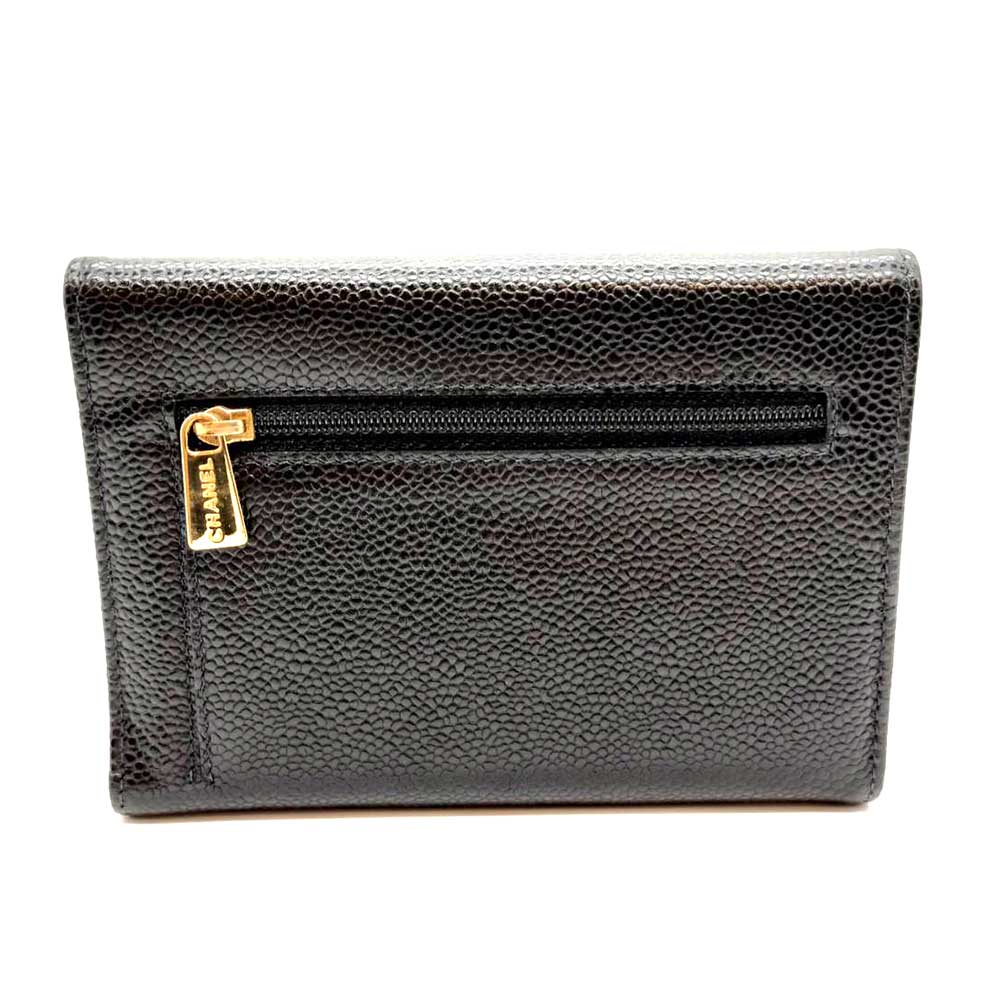 Used CHANEL COCO MarkTri-fold wallet leather Women