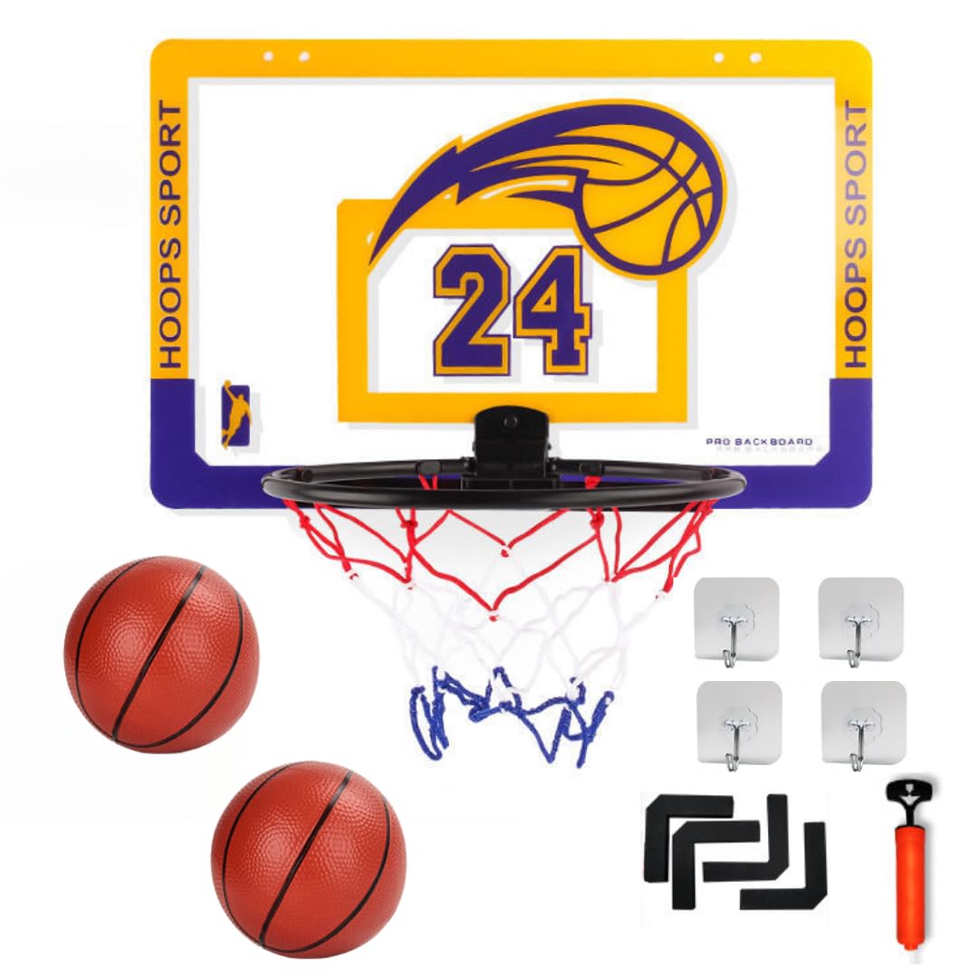 

MaT store Внутрішнє міні-баскетбольне кільце, настінне, для тренувань, дітей, з 2 м ячами (Жовтий)