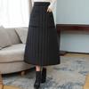 Women Down Skirt Elastic High Waist Large Swing Design Midi Skirt with Pockets Solid Color A-Line Windproof Skirt