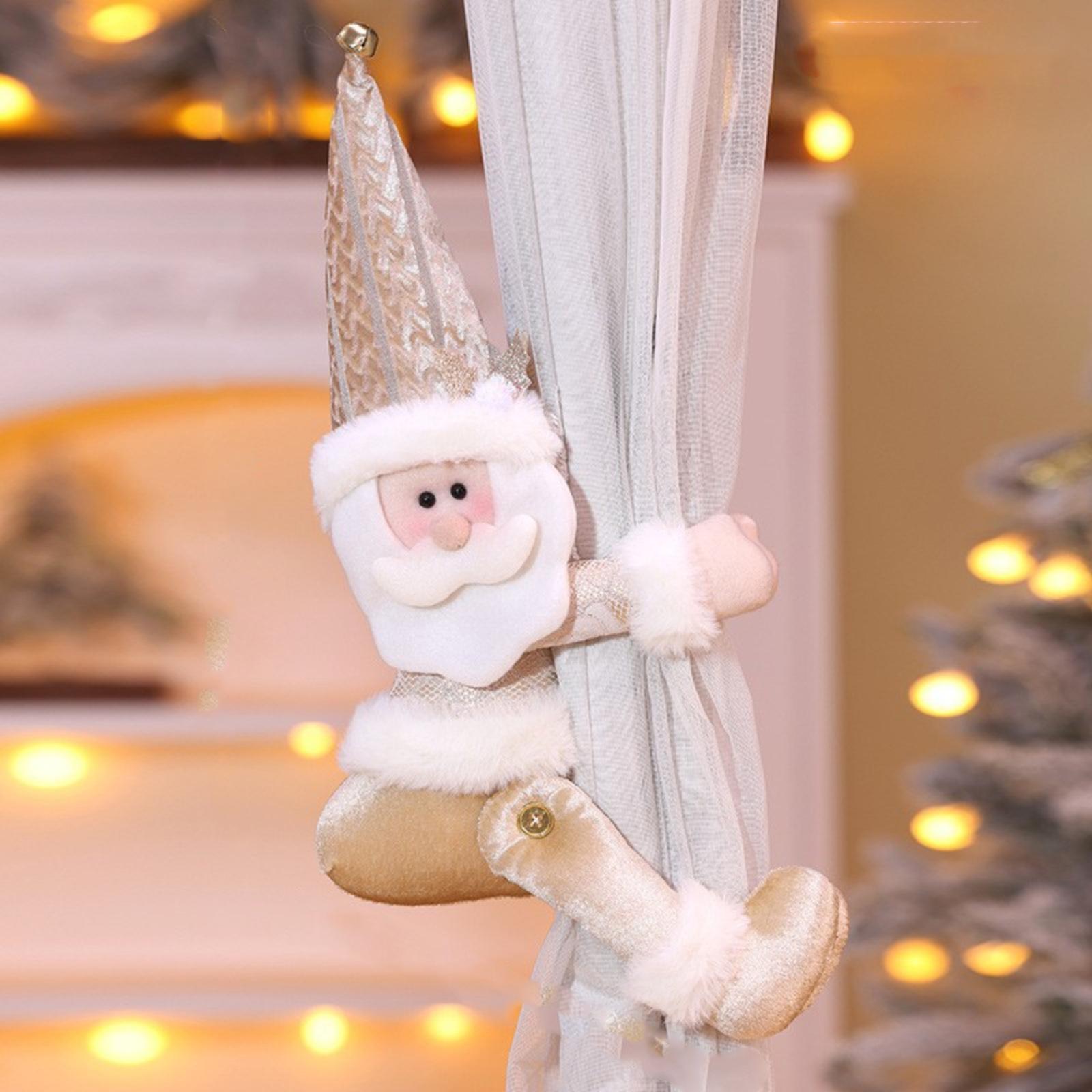 

Christmas Curtain Buckle Decoration,Cartoon Santa Claus Snowman Christmas Creative Curtain Holdback Plush Doll Curtain Buckle One Size