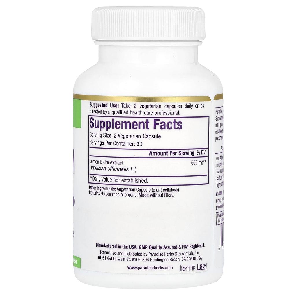 Lemon Balm Extract, Veggie Capsules 60 (300Mg Per Capsule)