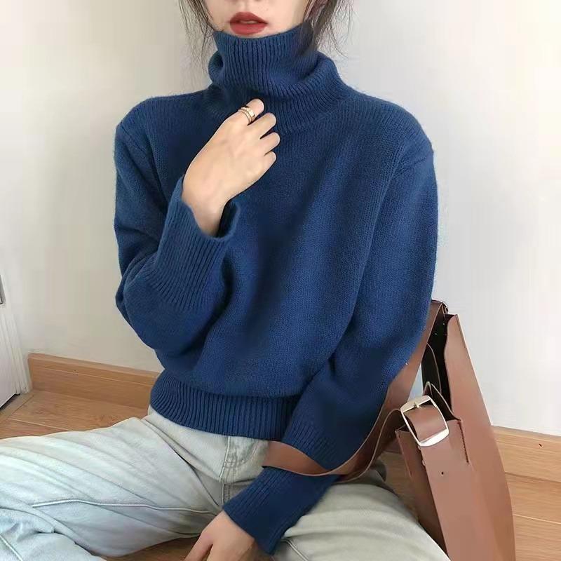 Autumn and Winter New Turtleneck Pullovers Sweaters for Women Fashion Loose Long Sleeve Knitted Sweater for Women Casual Elegant Warm Knitwears 25344