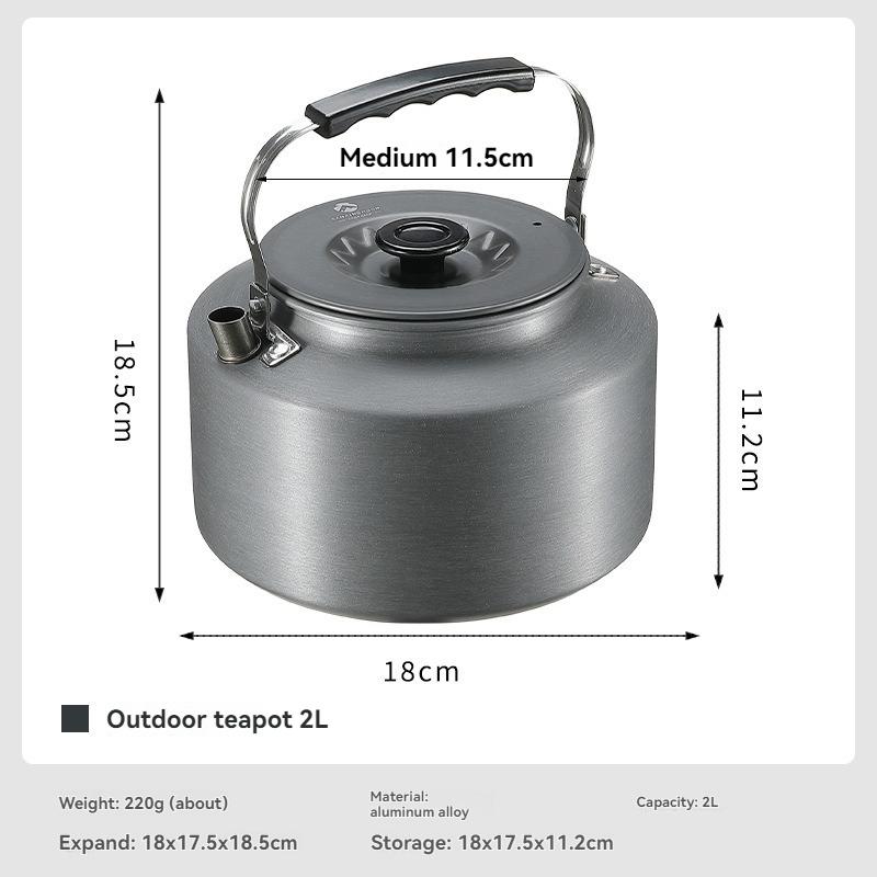 S2000 Camping Kettle for Outdoor Cooking, Boiling Water, Making Tea and Coffee Portable Camping Equipment, Aluminum Alloy Teapot