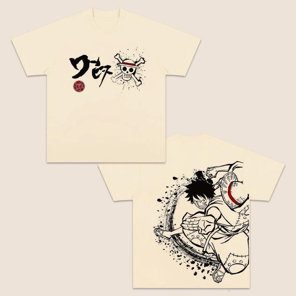 One Piece Anime T-Shirt Unisex Damen Baumwolle Kurzarm T-Shirts Sommer Luffy Zoro Sanji Grafikdruck Streetwear Lässig Yk