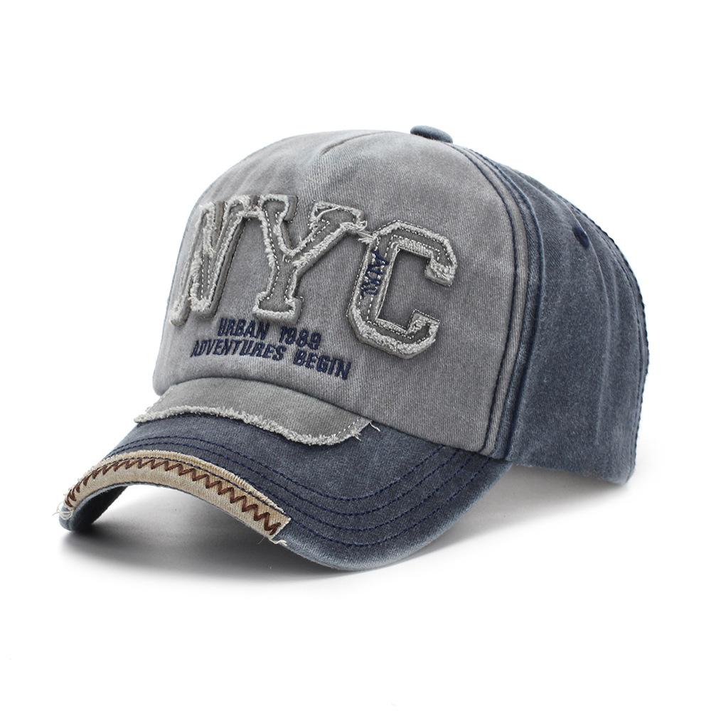 European and American men's and women's outdoor peaked cap with vintage letter patches and personalized visor cap