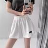 Waffle Shorts, Loose Sports Shorts Women's Elastic Waist Wide Leg Hot Pants Casual Skinny High Waist Straight Home
