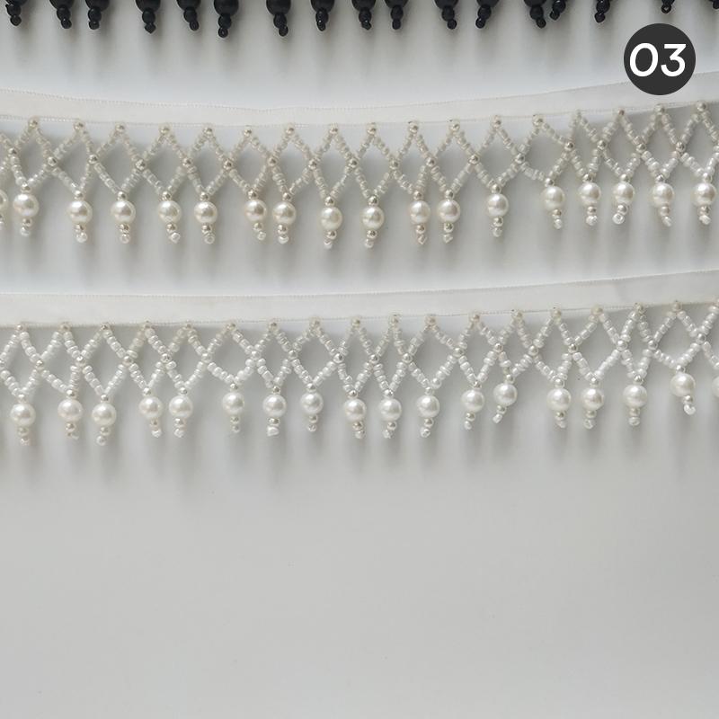 1 Yard Handmade Tassel Lace Trim Imitation Pearl Beaded Fringe For DIY Stage Dress Curtain Wedding Jewelry Upholstery Crafts