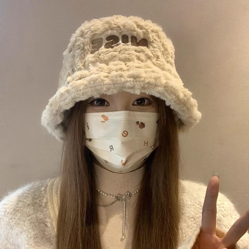 Fall Winter Ladies Bucket Hat With Thick Wool Plush For Warmth And Windproof Comfort
