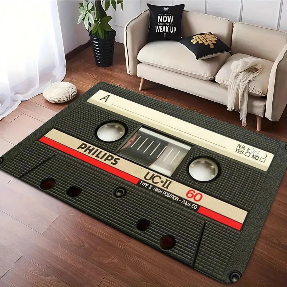 Tapete Moderno Estilo Rádio de Música Sala de Estar Quarto Almofada Antiderrapante Lavável e Resistente a Manchas Disponível em Vários